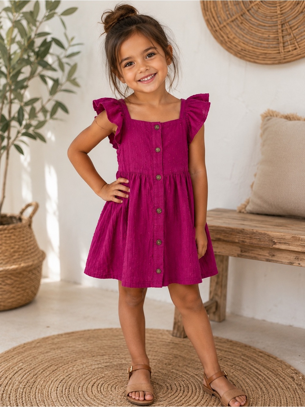 Magenta Girls Summer Dress size 6